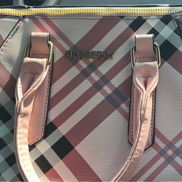Burberry Pink and Black Plaid Handbag - Picture 1 of 3